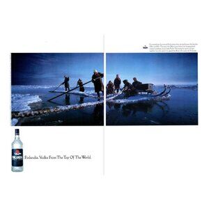 1993 Finlandia Vodka Lake Puula Finland 2 Page Vintage Print Ad Sleigh Wall Art